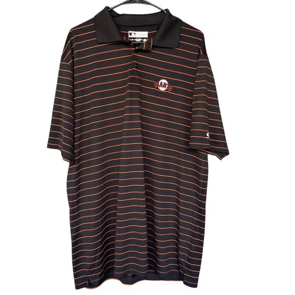 Genuine Merchandise Mens SF Giants Polo Shirt Striped Large Baseball MLB - Picture 1 of 11